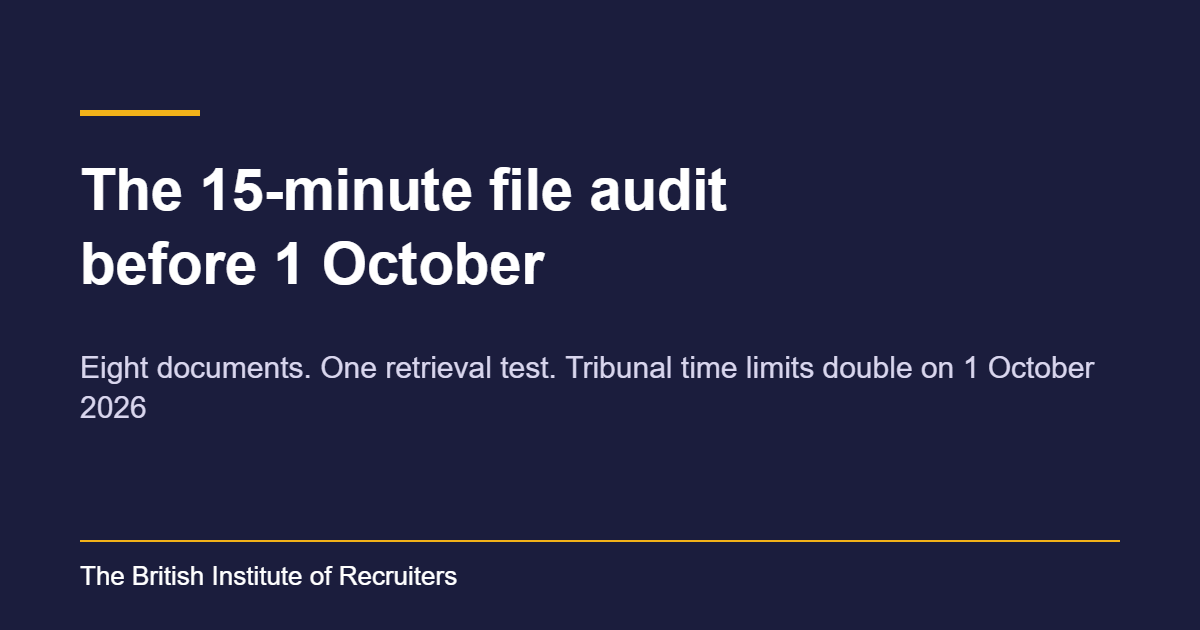 Fifteen days to 1 October. The 15-minute file audit every agency should run this week