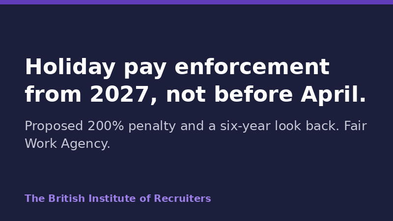 When will the Fair Work Agency start enforcing holiday pay for agency workers?