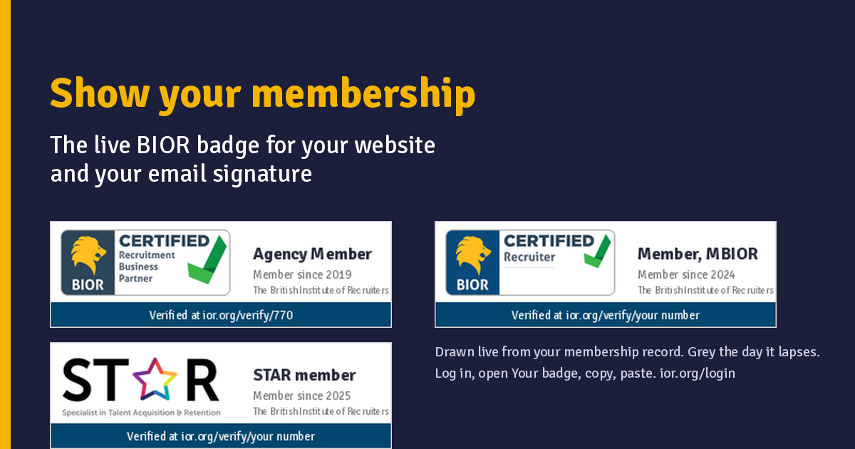 Show your membership. The live BIOR badge for your website and email signature
